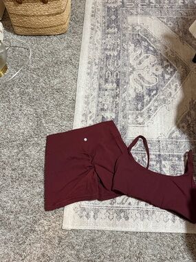 CRZ YOGA Maroon Sports Bra and Shorts Set